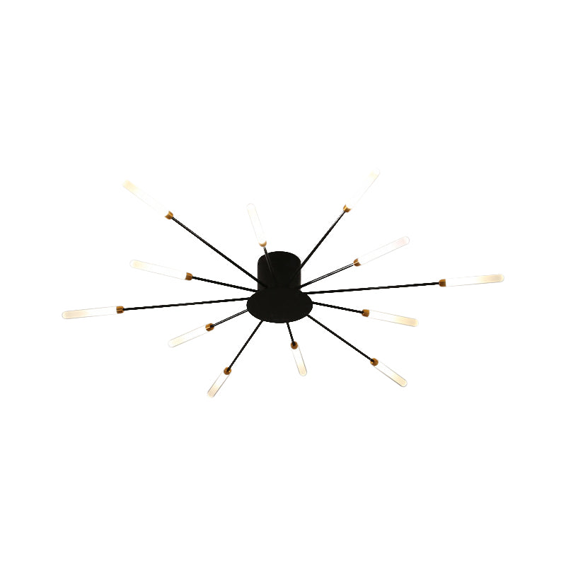 Black/Gold Burst Ceiling Light Fixture Contemporary 12/18/28 Lights Acrylic LED Semi Flush Mounted Lamp for Bedroom
