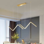 Zigzag Pendant Light Fixture Minimalism Aluminum Dining Room LED Ceiling Light in Black/Gold