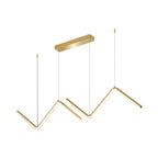 Zigzag Pendant Light Fixture Minimalism Aluminum Dining Room LED Ceiling Light in Black/Gold