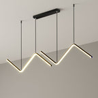 Zigzag Pendant Light Fixture Minimalism Aluminum Dining Room LED Ceiling Light in Black/Gold