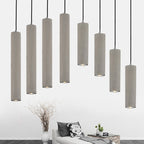 Tubular Bedside Down Lighting Pendant Cement 10.5"/19.5" Tall LED Nordic Ceiling Lamp in White/Yellow Light