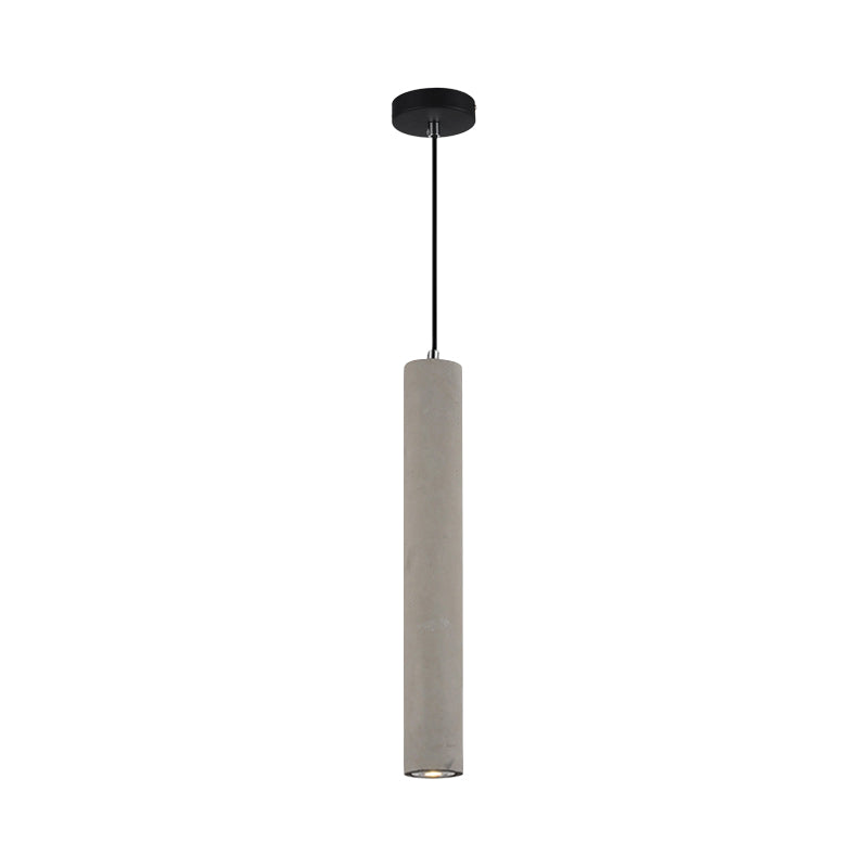 Tubular Bedside Down Lighting Pendant Cement 10.5"/19.5" Tall LED Nordic Ceiling Lamp in White/Yellow Light