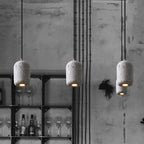 Capsule Shaped Dining Room Pendant Loft Terrazzo Black/Grey/White LED Ceiling Hang Lamp in Warm/White Light