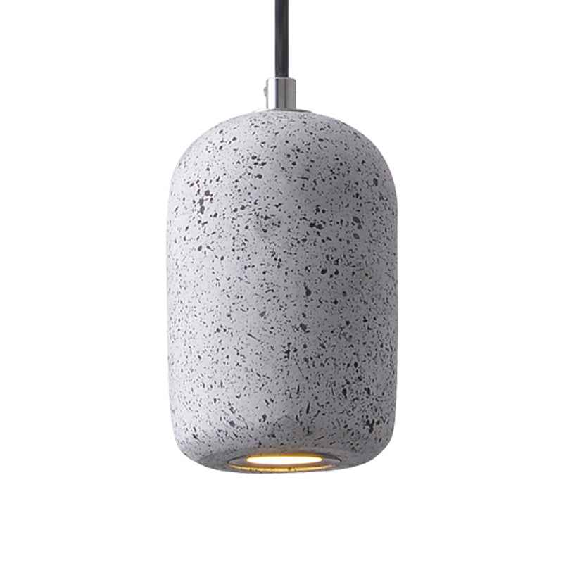 Capsule Shaped Dining Room Pendant Loft Terrazzo Black/Grey/White LED Ceiling Hang Lamp in Warm/White Light