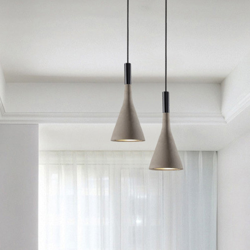 Grey/White/Coffee Funnel Pendant Light Nordic Cement 1 Head Dining Table Suspended Lighting Fixture