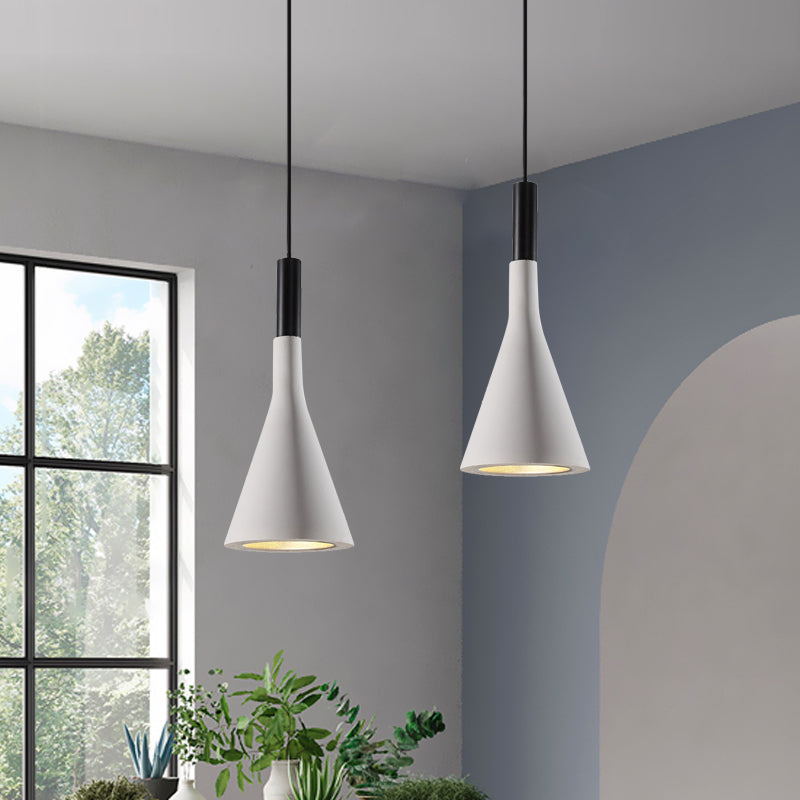 Grey/White/Coffee Funnel Pendant Light Nordic Cement 1 Head Dining Table Suspended Lighting Fixture