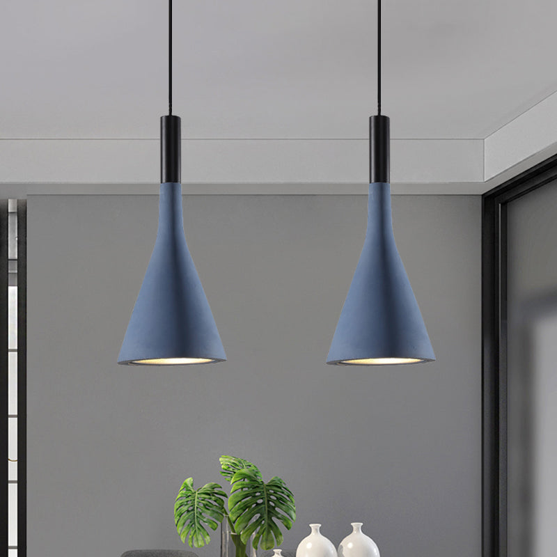 Grey/White/Coffee Funnel Pendant Light Nordic Cement 1 Head Dining Table Suspended Lighting Fixture
