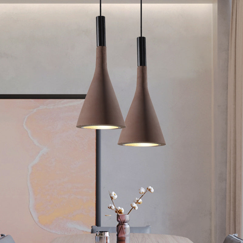 Grey/White/Coffee Funnel Pendant Light Nordic Cement 1 Head Dining Table Suspended Lighting Fixture