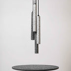 Terrazzo Flute Pendulum Light Nordic 10"/19.5" Tall LED Bistro Hanging Pendant in White/Black