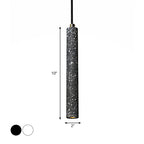 Terrazzo Flute Pendulum Light Nordic 10"/19.5" Tall LED Bistro Hanging Pendant in White/Black