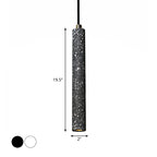 Terrazzo Flute Pendulum Light Nordic 10"/19.5" Tall LED Bistro Hanging Pendant in White/Black