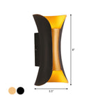 Small/Large Flared LED Wall Sconce Modern Metal 2 Bulbs Black/White/White-Gold Up Down Light for Terrace