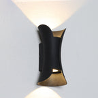 Small/Large Flared LED Wall Sconce Modern Metal 2 Bulbs Black/White/White-Gold Up Down Light for Terrace