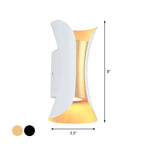 Small/Large Flared LED Wall Sconce Modern Metal 2 Bulbs Black/White/White-Gold Up Down Light for Terrace