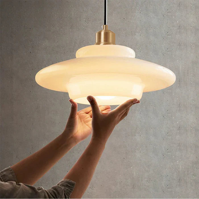 Hanging Ceiling Lamp with Milk White Glass