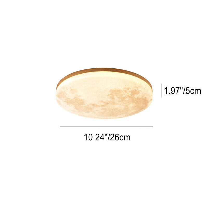 Nordic Wood & PVC Round LED Flush Mount Ceiling Light 1-light