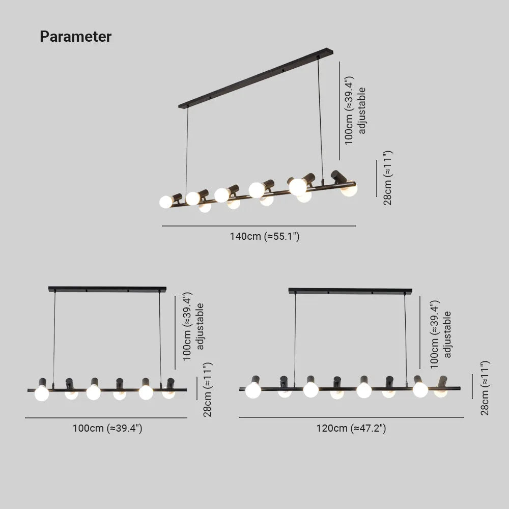 Epoch Vintage LED Chandelier Black Metal Dining/Living Room/Bar