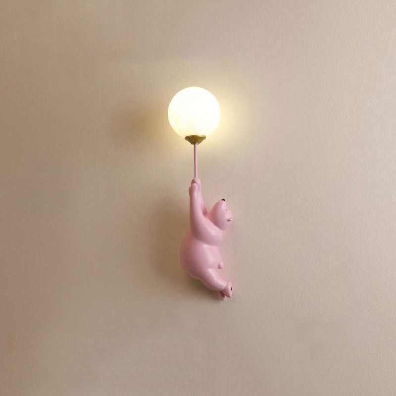 Bear Balloon Wall Sconce Modern Animal Bear Balloon. White/Blue/Pink. Living Room