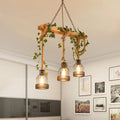 Epoch Caged Vintage Farmhouse Wood Beam Pendant Light 3/5 Heads