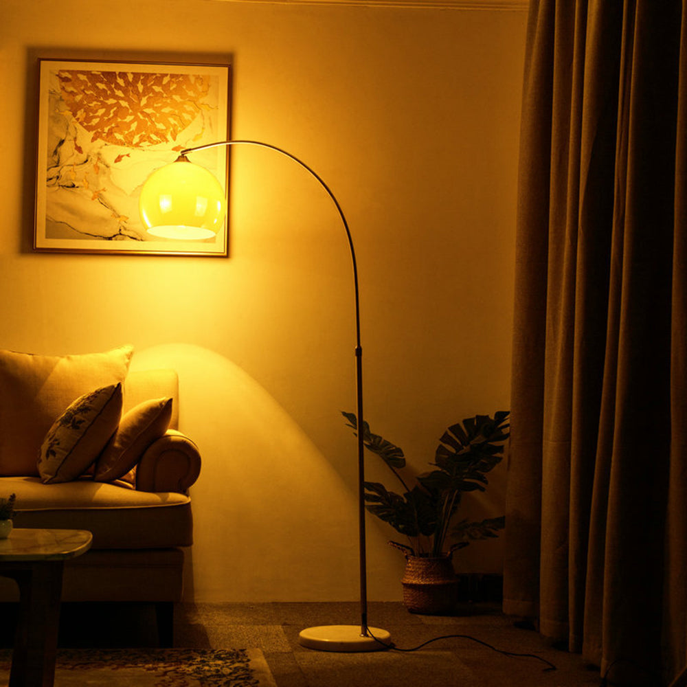 Mira Modern Dome Floor Lamp Metal/Marble/Acrylic White/Orange Living Room