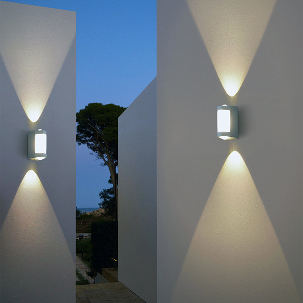 Marve Nordic Up Down Outdoor Wall Lamp, White/Black