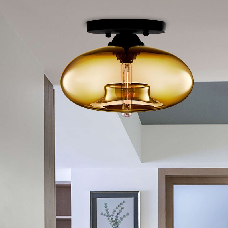 Valentina Industrial Art Deco Globe Flush Mount Ceiling Light Living Room