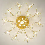 Arisha Art Deco Elegant Golden Crystal Flower Flush Mount Ceiling Light