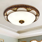 Epoch Floral Retro Antique Brass Flush Mount Ceiling Light