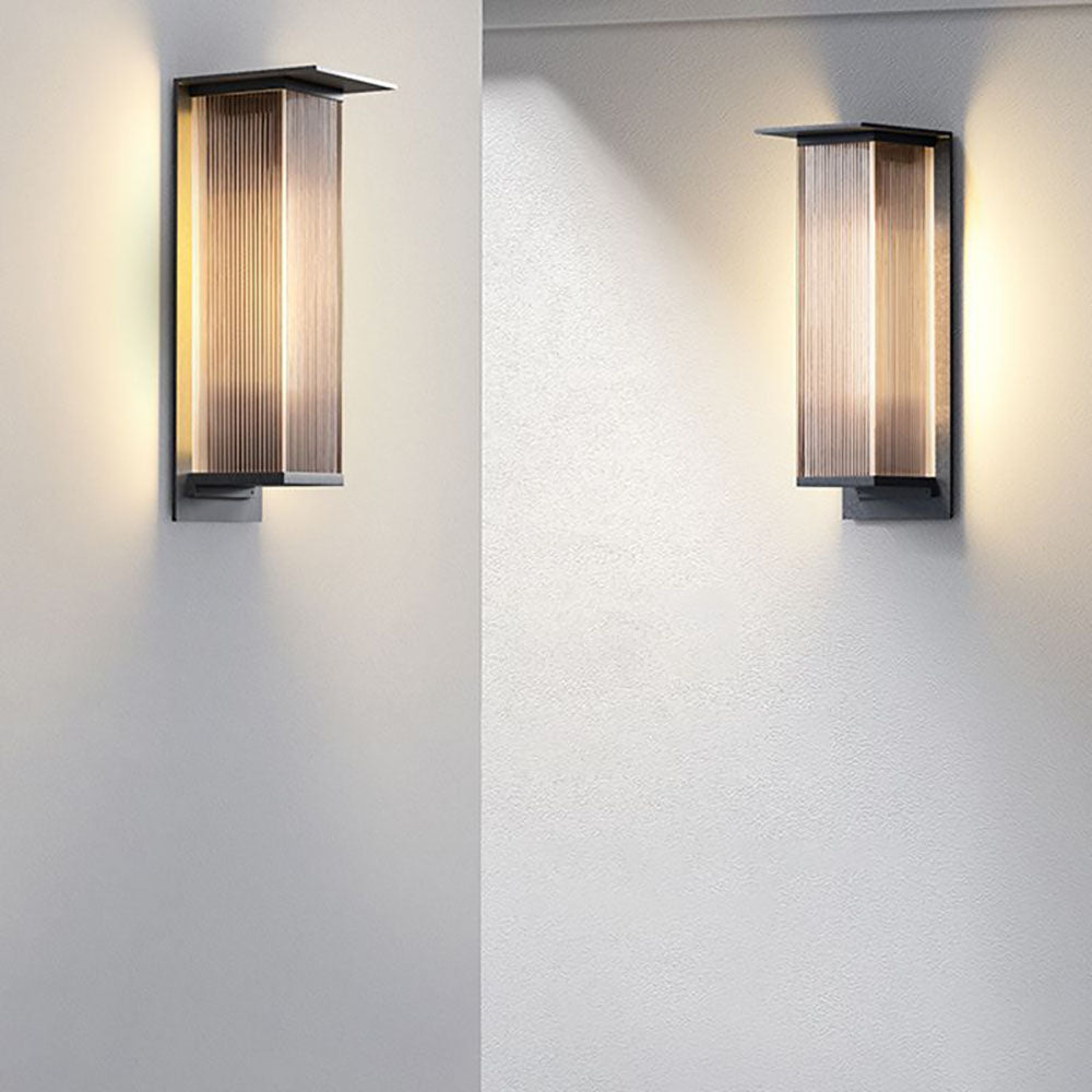 Yerin Modern Square Outdoor Wall Sconce Metal Acrylic Brown Terrace