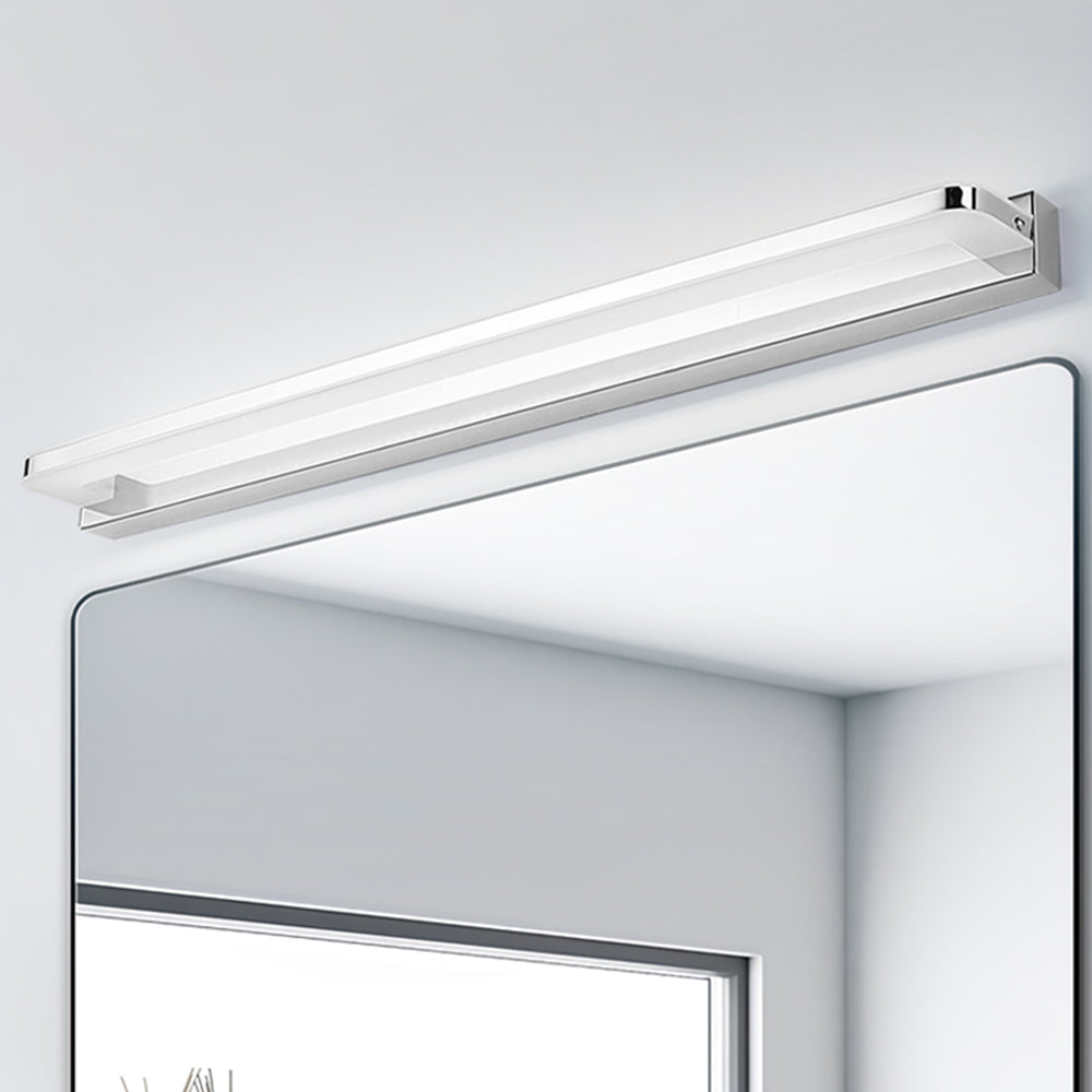 Arisha Nordic Linear Metal Mirror Front Wall Lamp, Chrome/Black