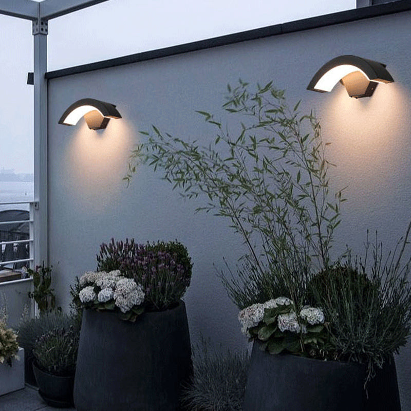 Elvon Nordic Arc Waterproof LED Outdoor Wall Lamp, Black