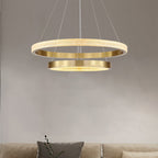 Kristy Modern Ring Metal/Acrylic LED Pendant Light, Black/Gold