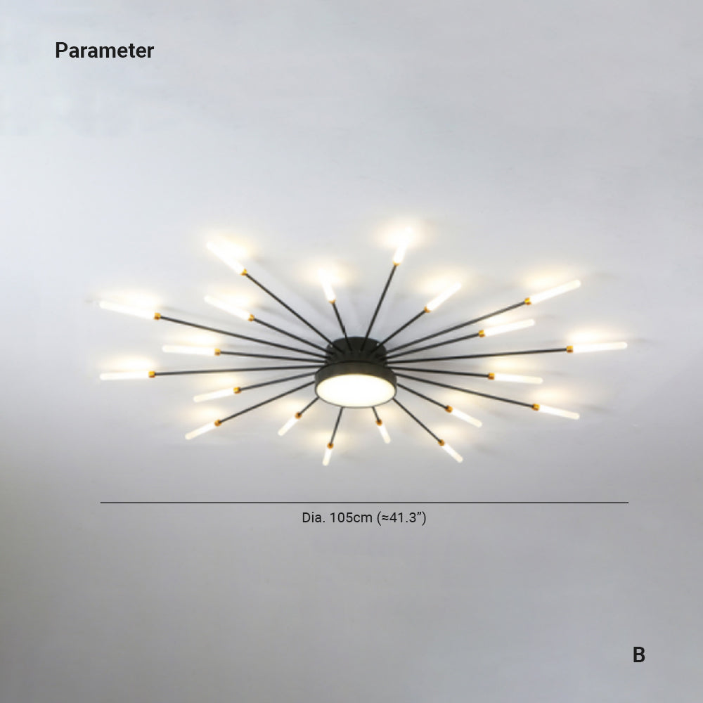 Wesley Modern Linear Firework Ceiling Light Black/Gold