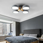 Round Living Room Semi Mount Lighting Acrylic Minimalist Ceiling Light Fixture with Wood Arm