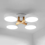Round Living Room Semi Mount Lighting Acrylic Minimalist Ceiling Light Fixture with Wood Arm