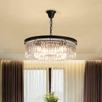 Black/Gold Round Pendant Light Fixture Minimalism Crystal 4/12/16 Bulbs Restaurant Ceiling Chandelier