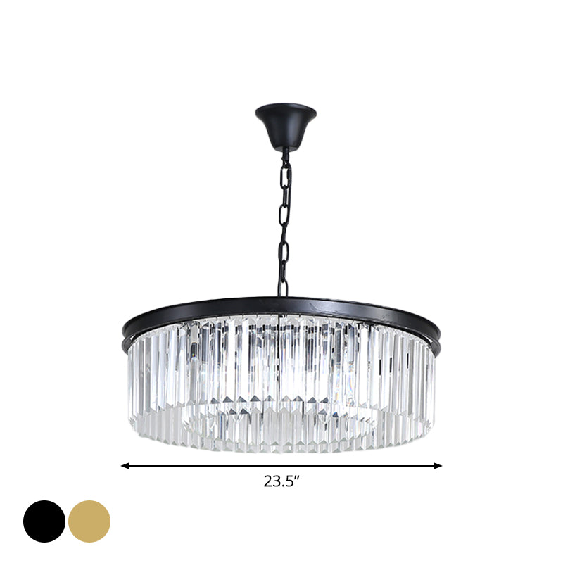 Black/Gold Round Pendant Light Fixture Minimalism Crystal 4/12/16 Bulbs Restaurant Ceiling Chandelier