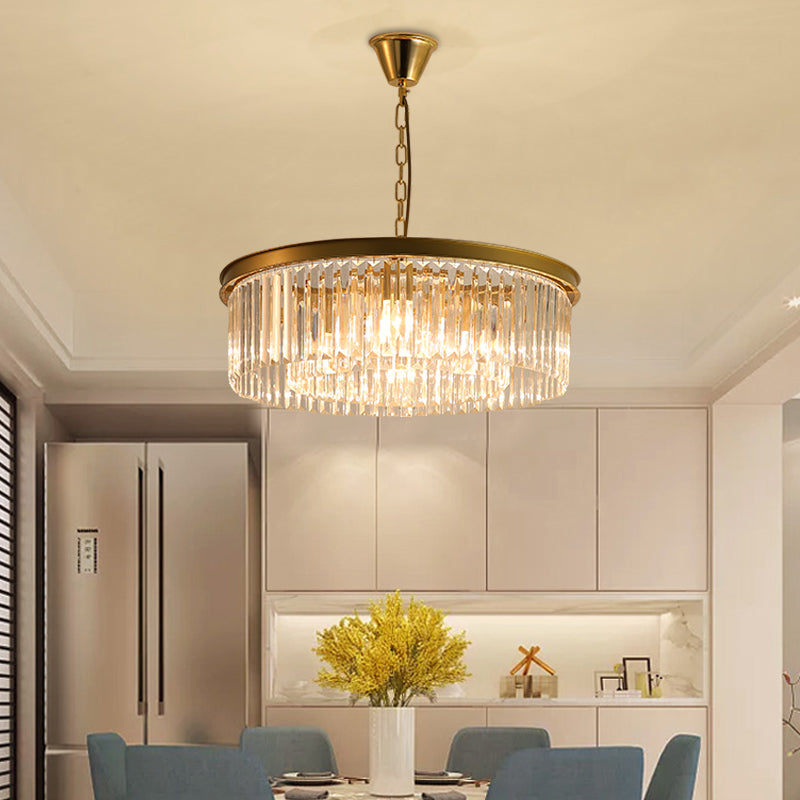 Black/Gold Round Pendant Light Fixture Minimalism Crystal 4/12/16 Bulbs Restaurant Ceiling Chandelier