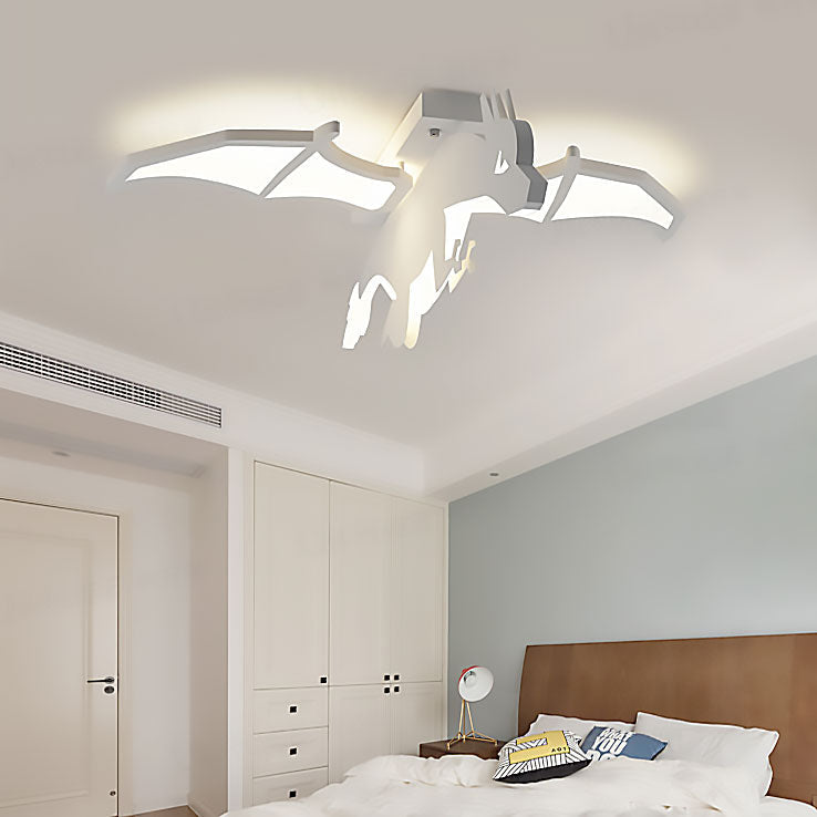 Boys Bedroom Charizard Ceiling Mount Light Acrylic Cartoon LED Ceiling Fixture in White