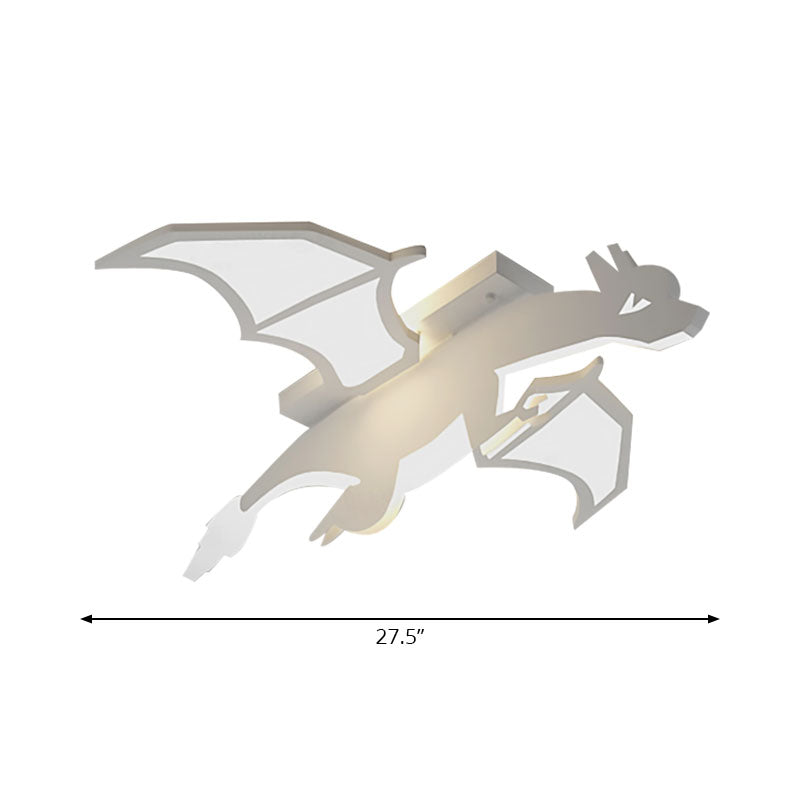 Boys Bedroom Charizard Ceiling Mount Light Acrylic Cartoon LED Ceiling Fixture in White