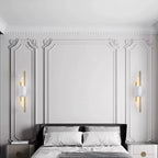 Drena Modern Linear Wall Sconce Marble. White/Green/Gold. Living Room
