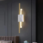 Drena Modern Linear Wall Sconce Marble. White/Green/Gold. Living Room