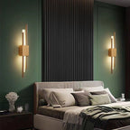 Drena Modern Linear Wall Sconce Marble. White/Green/Gold. Living Room