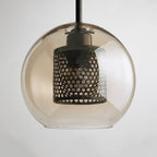 Hessa Contemporary Golden Pendant Light, Glass, Globe/Cylindric