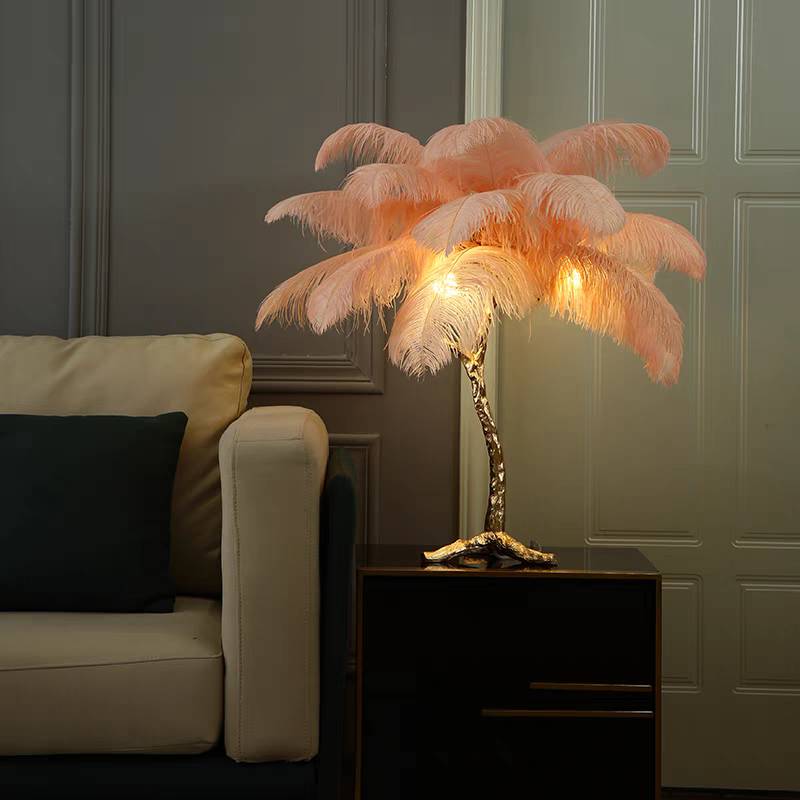 Luxury Feather/Colored Metal Floor Lamp