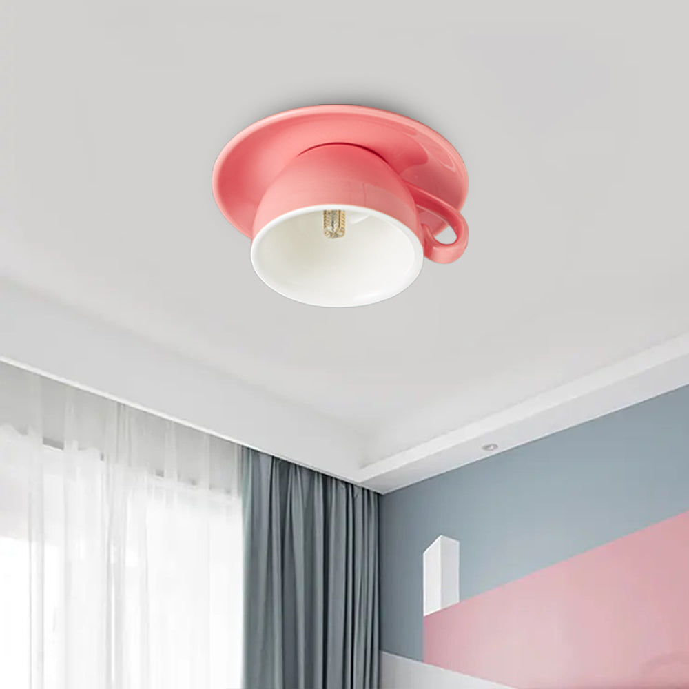 Teyo Modern Ceramic Coffee Cup Ceiling Light Blue/Pink/Yellow