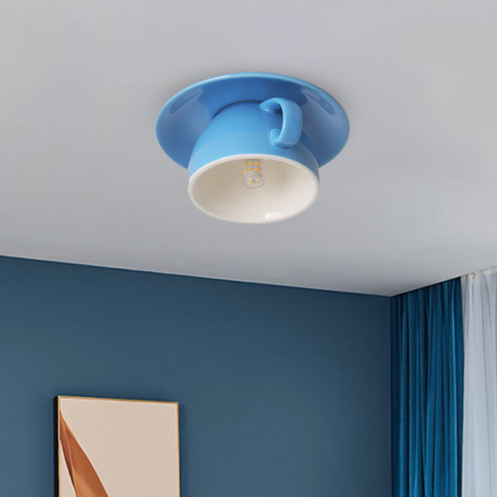 Valentina Modern Ceiling Light, Blue/Pink/Yellow, Coffee Cups, Ceramic, Bedroom