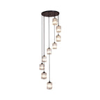 Cylinder Cluster Pendant Light Minimalist Clear Crystal Black Drop Lamp for Stairs