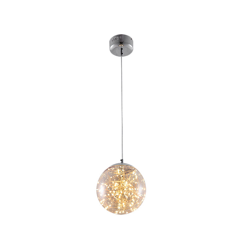 Ball Pendant Light Kit Minimal LED Glass Down Lighting with Inside Glowing String