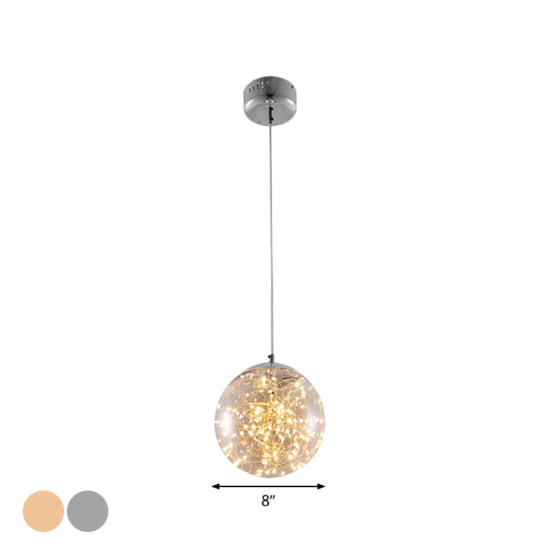 Ball Pendant Light Kit Minimal LED Glass Down Lighting with Inside Glowing String